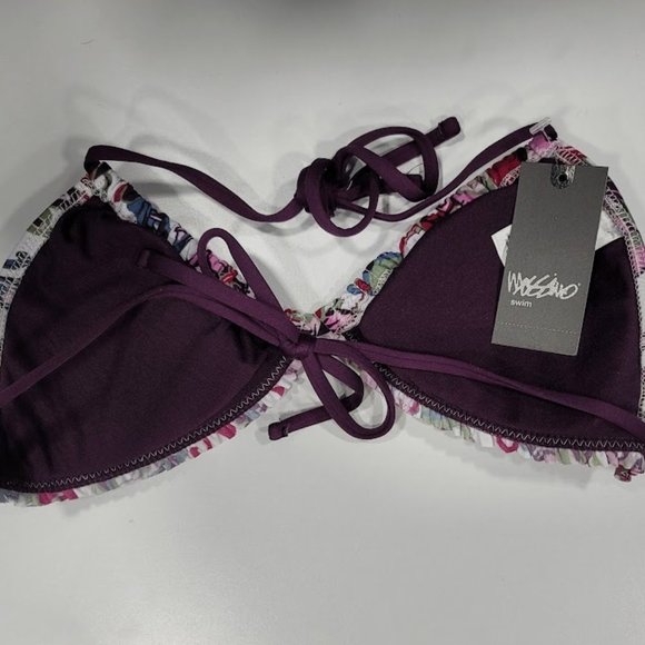 Mossimo Smocked Triangle Bikini Top Deep Plum Size Medium - Picture 6 of 9